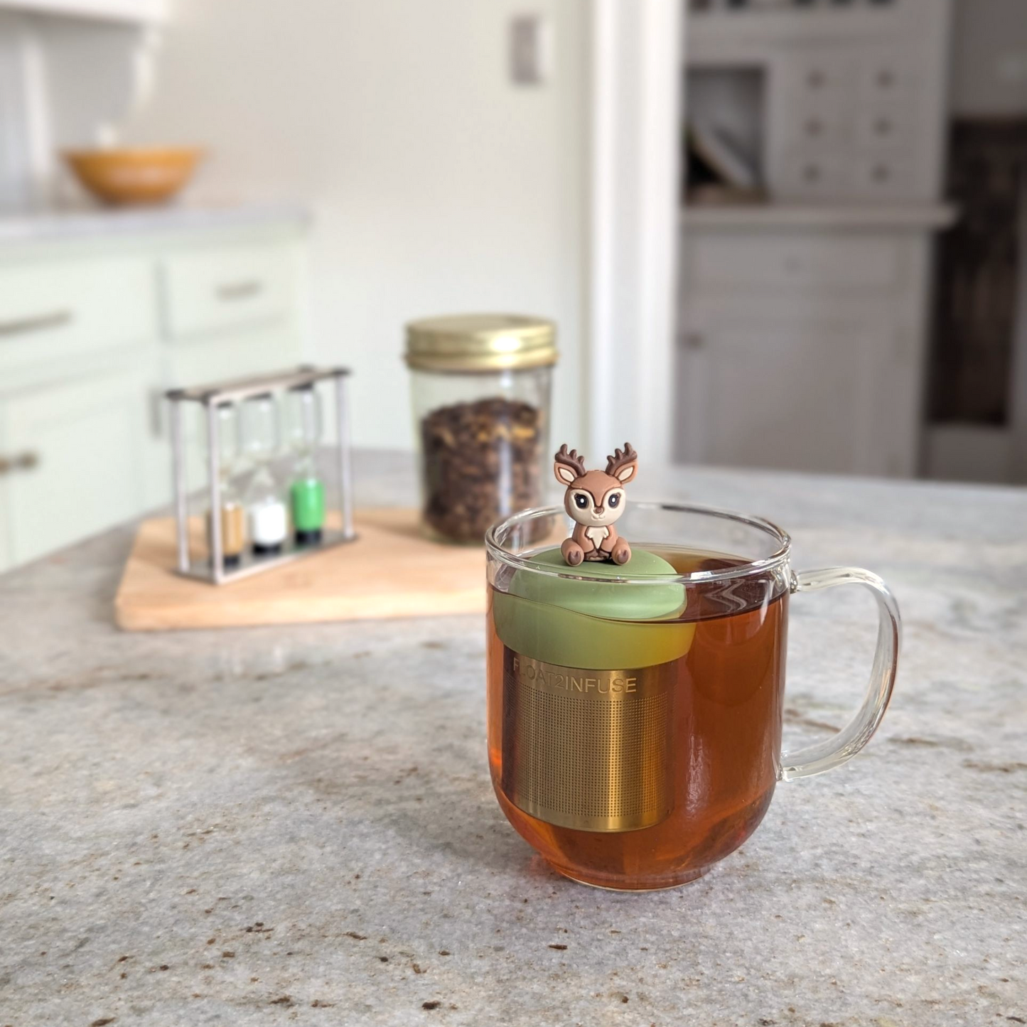 Deer | Floating Tea Infuser | Green Base | Brown Deer
