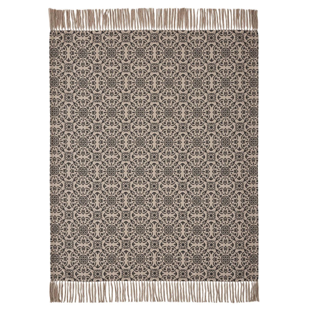 Custom House Black Tan Jacquard Woven Throw Blanket 50x60