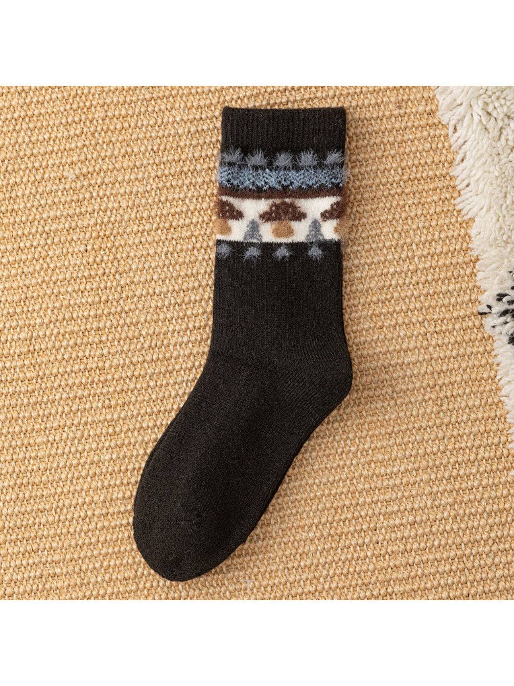 Rufia - Mushroom Pattern Knit Crew Socks