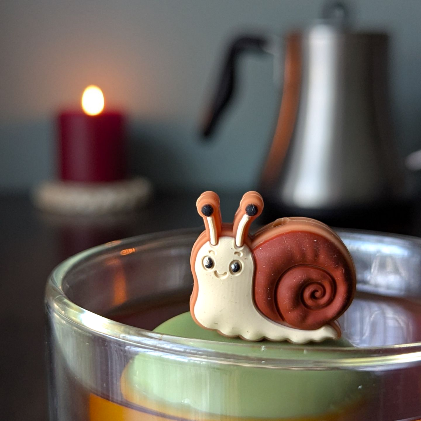 Cute Snail | Floating Tea Infuser | Green Base | Brown