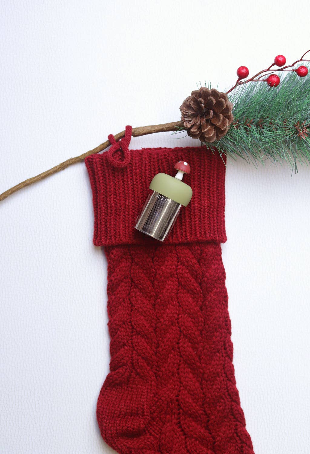 Mushroom | Floating Tea Infuser | Green Base | Red