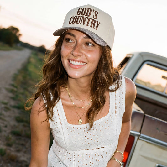 C.C GOD'S COUNTRY Letter on Two Tone Trucker Hat