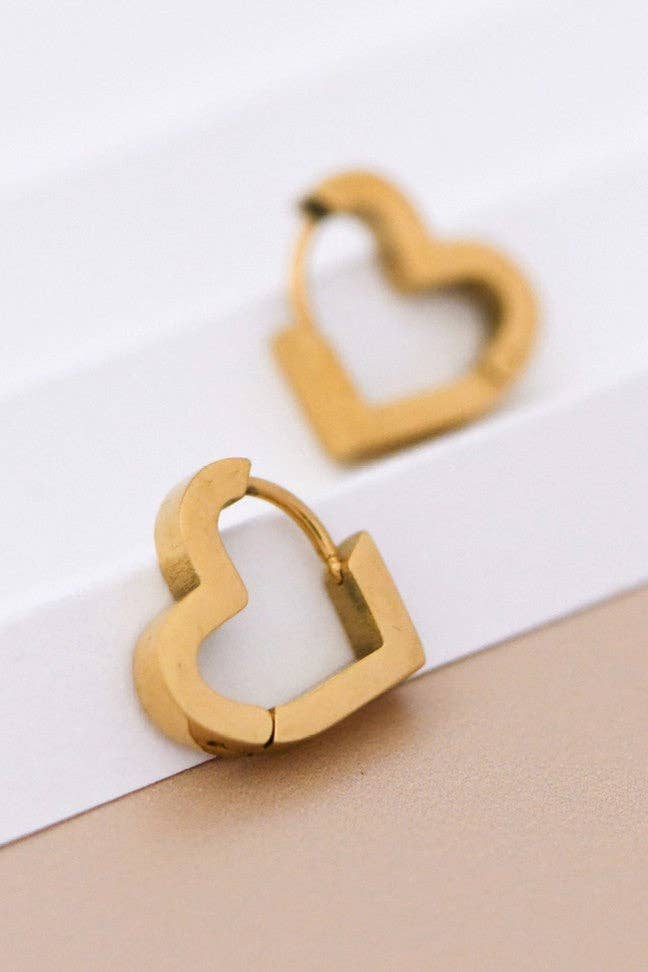 18K Gold Plated Waterproof Stainless Steel Hoop Earrings - 7010
