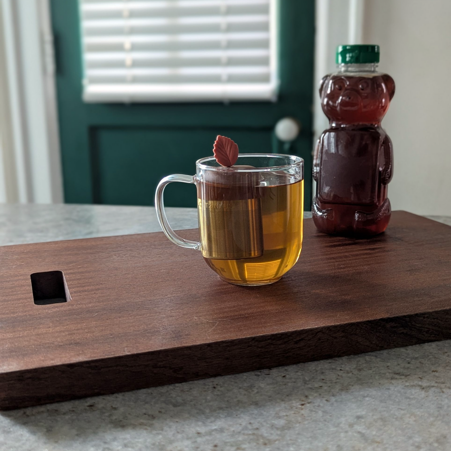 Red Fall Leaf |Floating Tea Infuser |Light Brown Base |Red