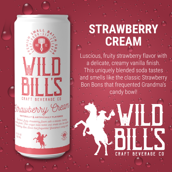 Strawberry Cream  - Premium Cane Sugar Soda, 12-Pack, Cans