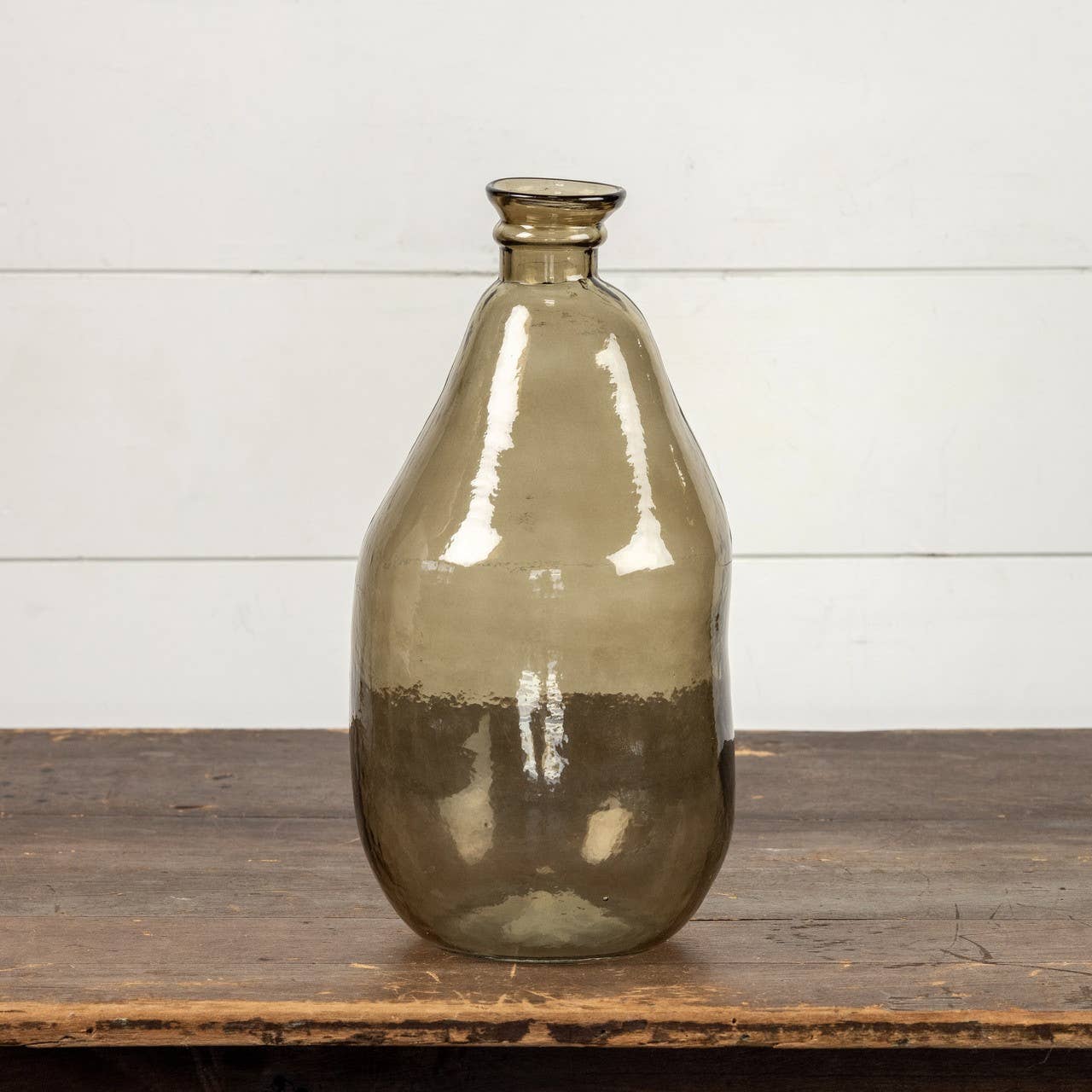 15" BROWN ARTISAN GLASS VASE