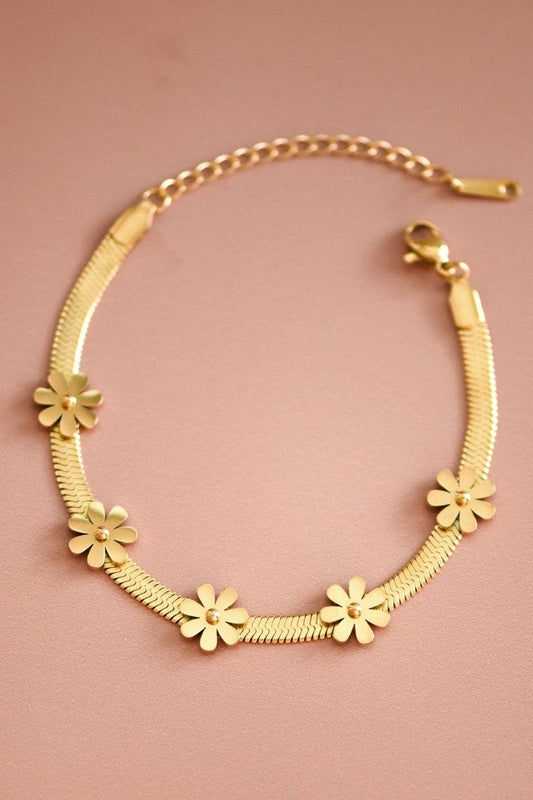 18K Gold Plated Waterproof Stainless Steel Chain Bracelet - 7436