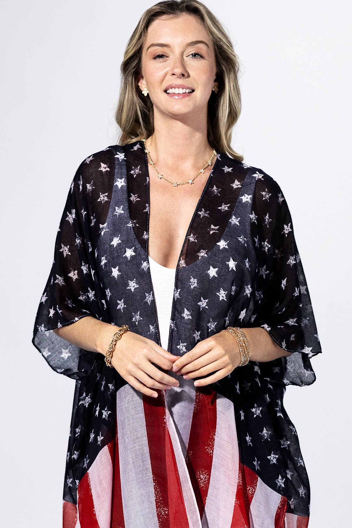 Navy Flag Stars & Stripes Kimono