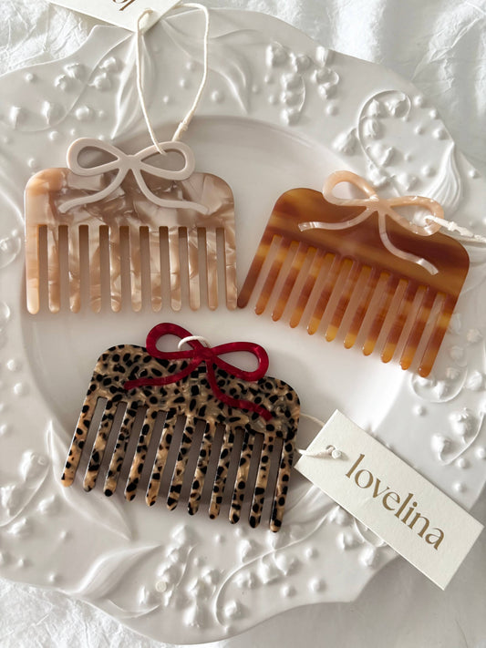 Bow Acetate Wide-Tooth Comb Holiday Gift