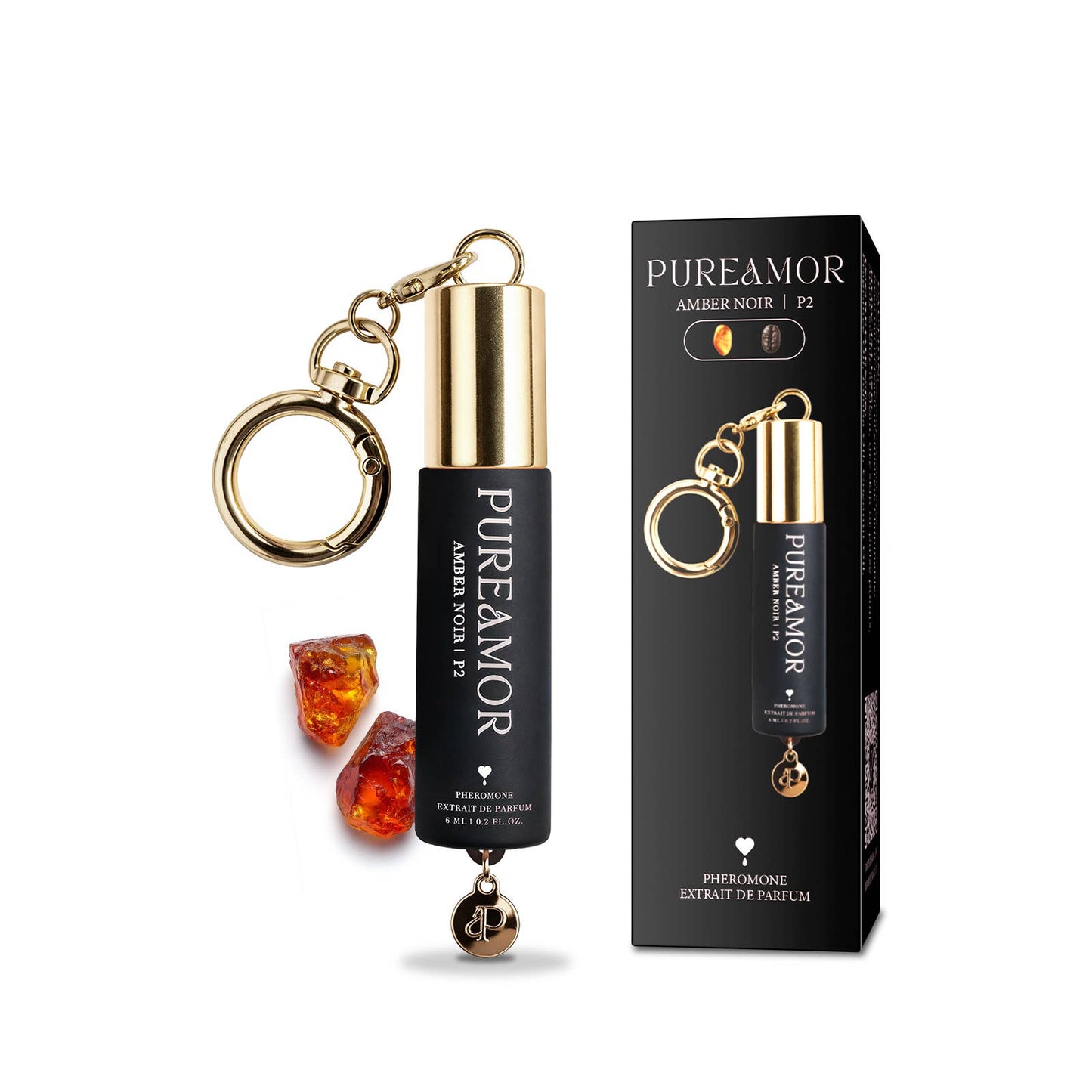 Amber Noir | P2 Pheromone Perfume | 06 ML Keychain Roll on Perfume