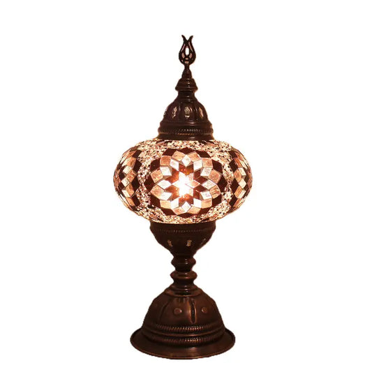 7" PRESSED MOSAIC SHADE "PEDESTAL" TABLE LAMP
