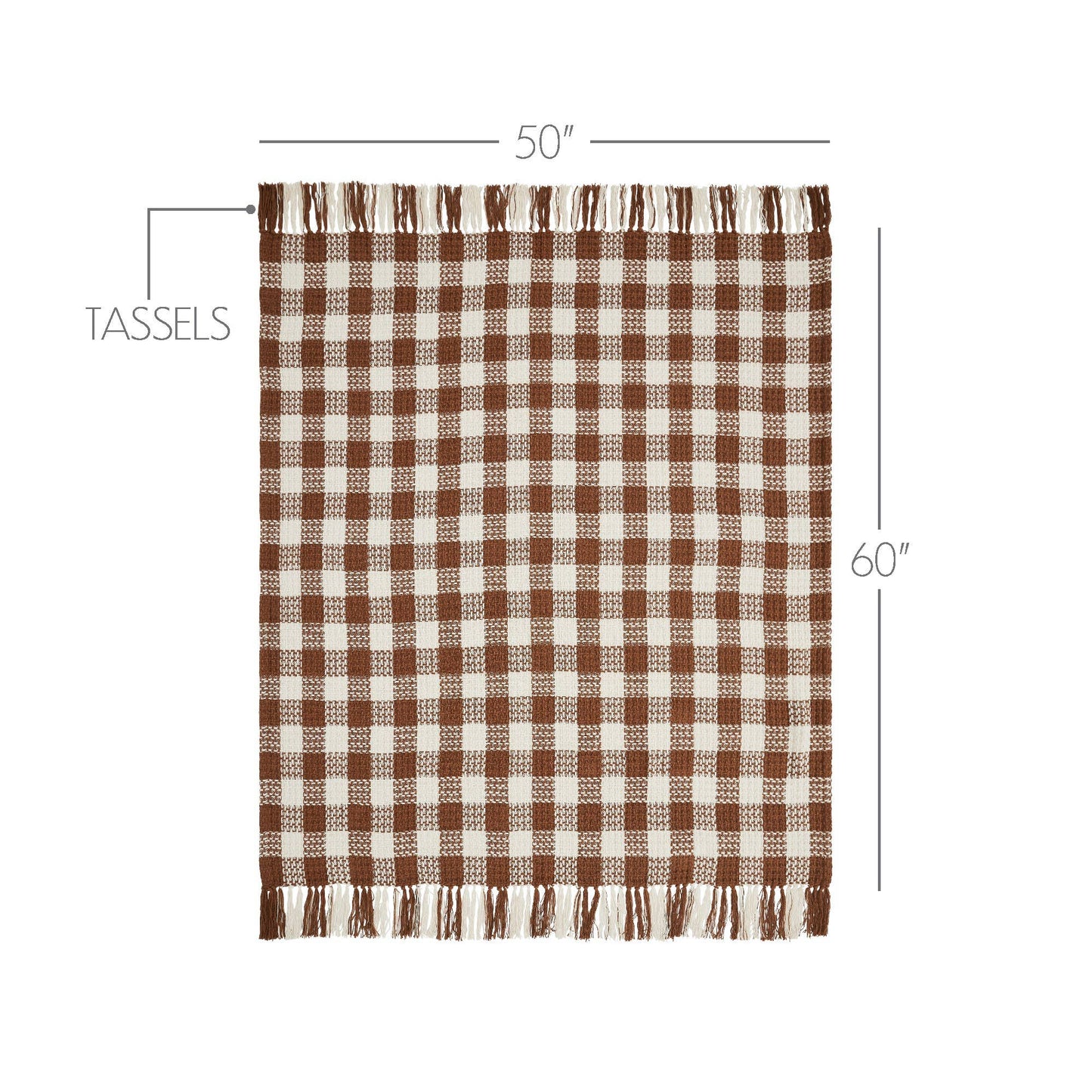 Amber Heritage Check Throw Blanket with Fringe 50x60