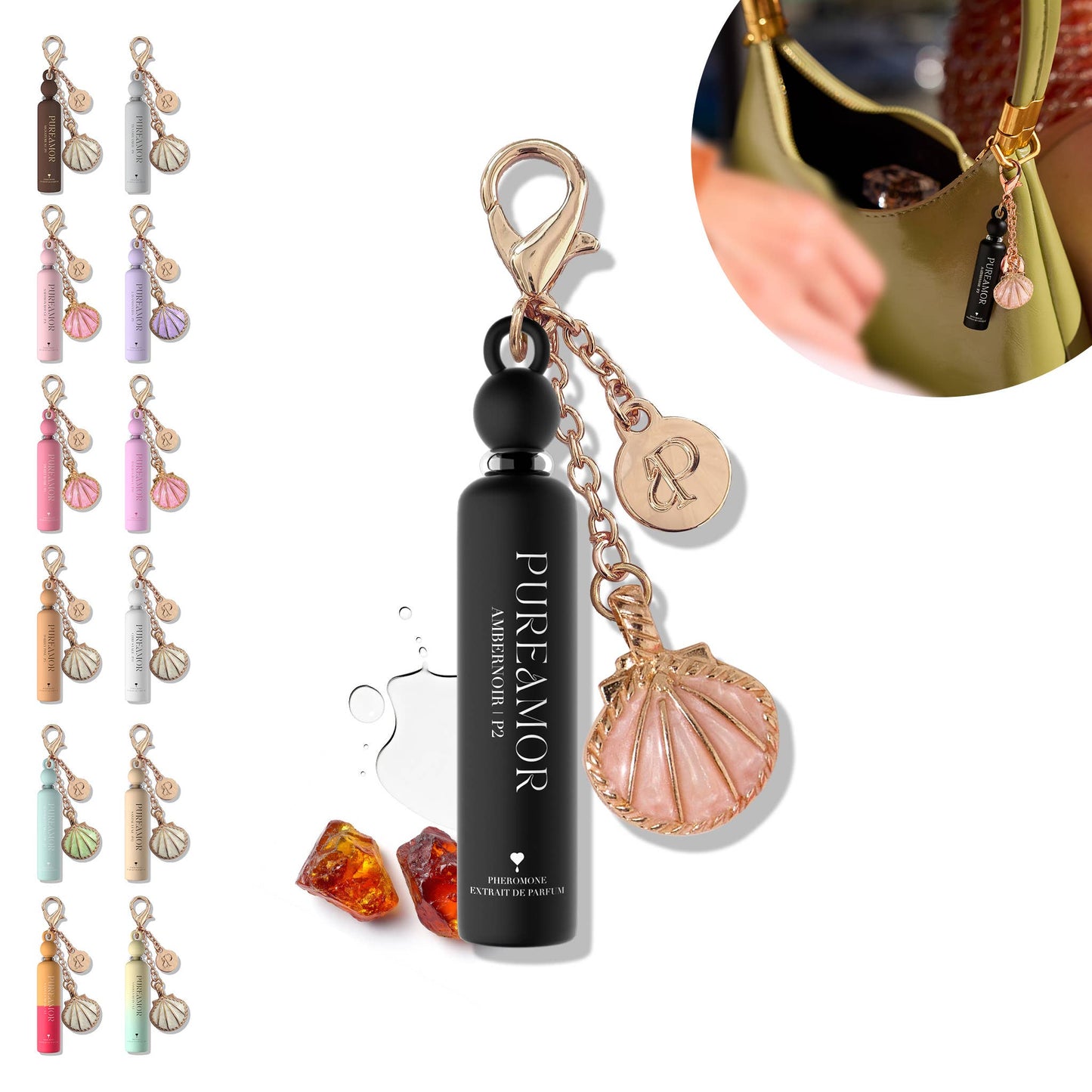Amber Noir Pheromone Perfume Oil Keychain - 2ml Mini