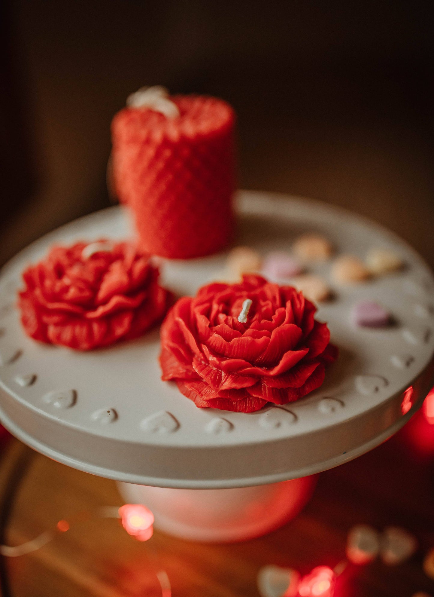 Beeswax peony candles