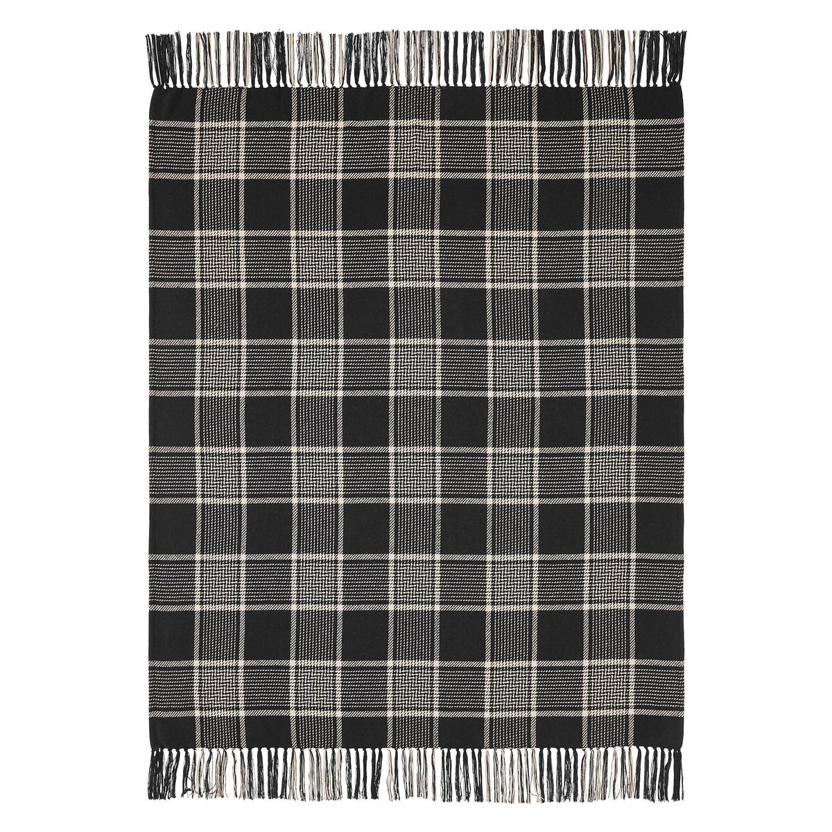 Eston Black Tan Plaid Throw Blanket 50x60 Farmhouse Decor