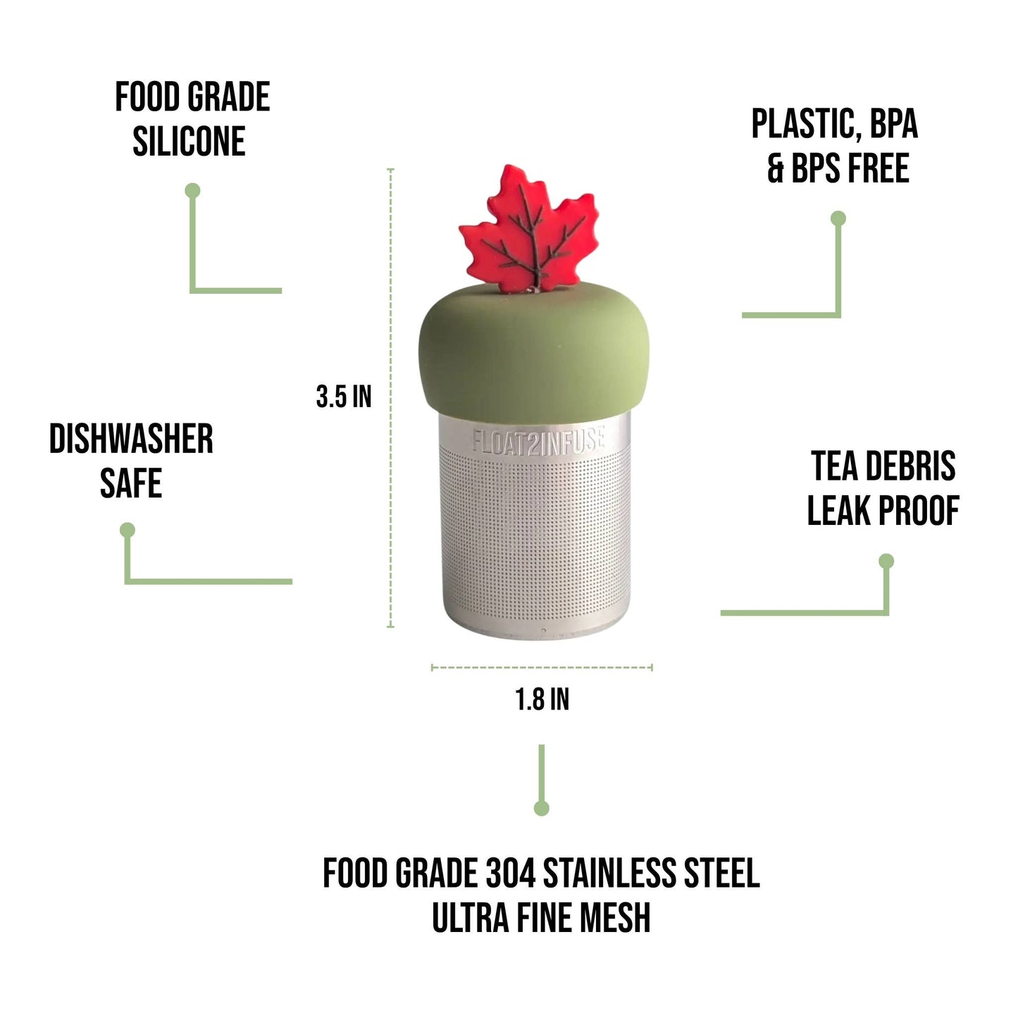 Red Maple Leaf | Floating Tea Infuser | Green Base | Red