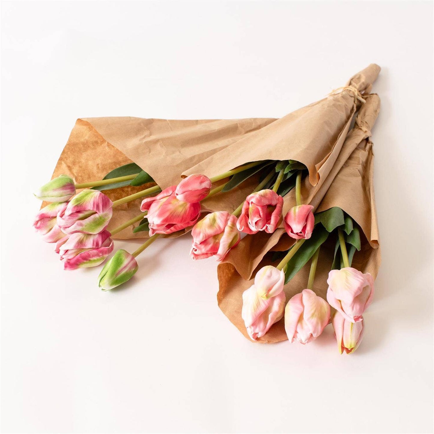 Pink Tulip Real Touch Floral Bunch Wrapped In Paper