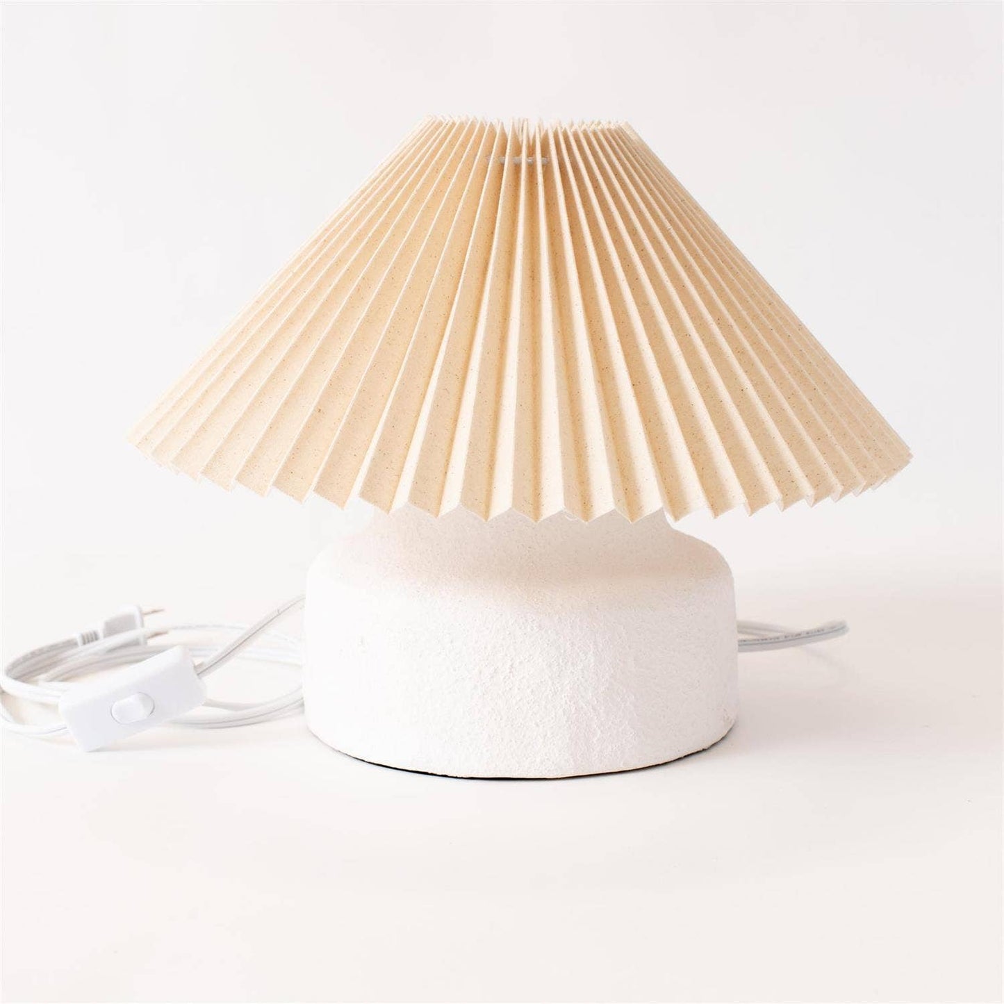 Lamp - Rustic White Base, Pleated Cream Shade