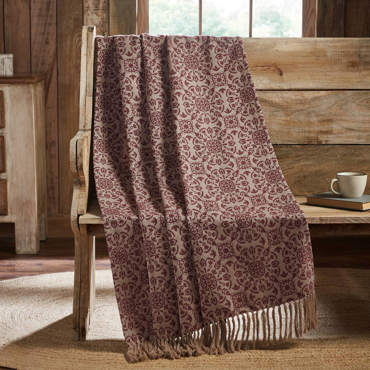 Burgundy Jacquard Woven Throw Blanket 50x60 Custom House