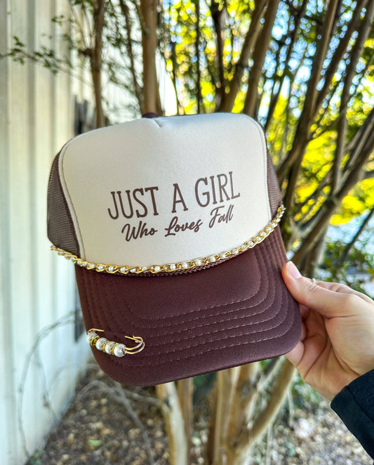 Just a Girl Who Loves Fall Trucker Hat
