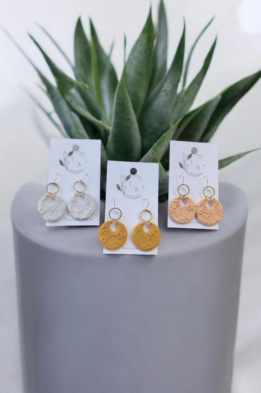 Floral Bella| Embossed clay hoops
