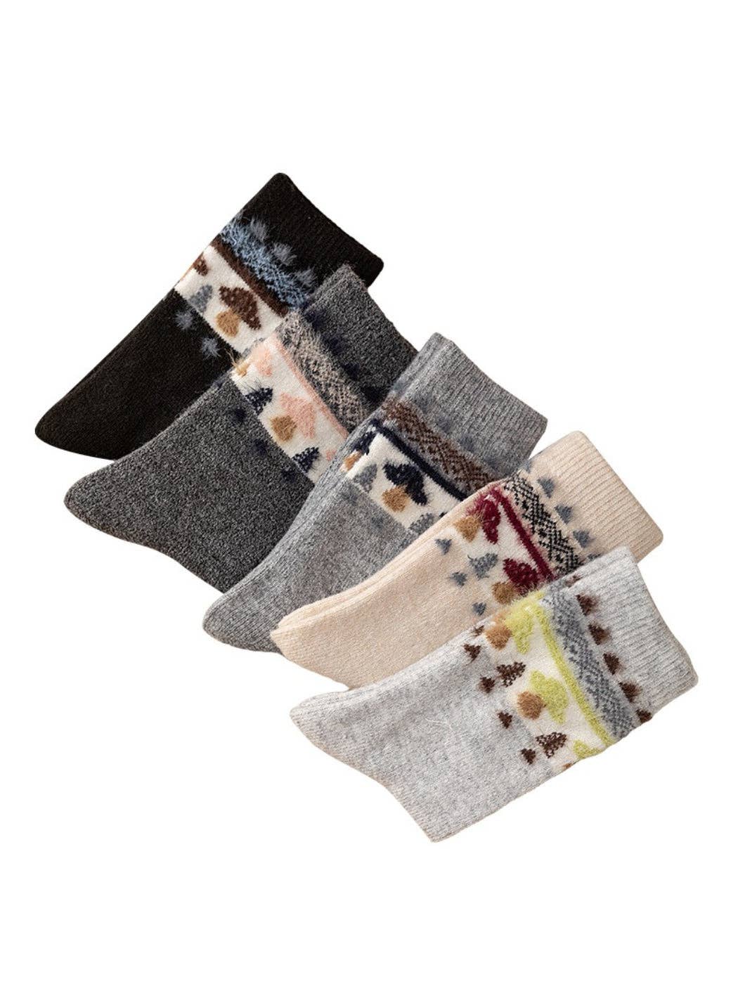 Rufia - Mushroom Pattern Knit Crew Socks