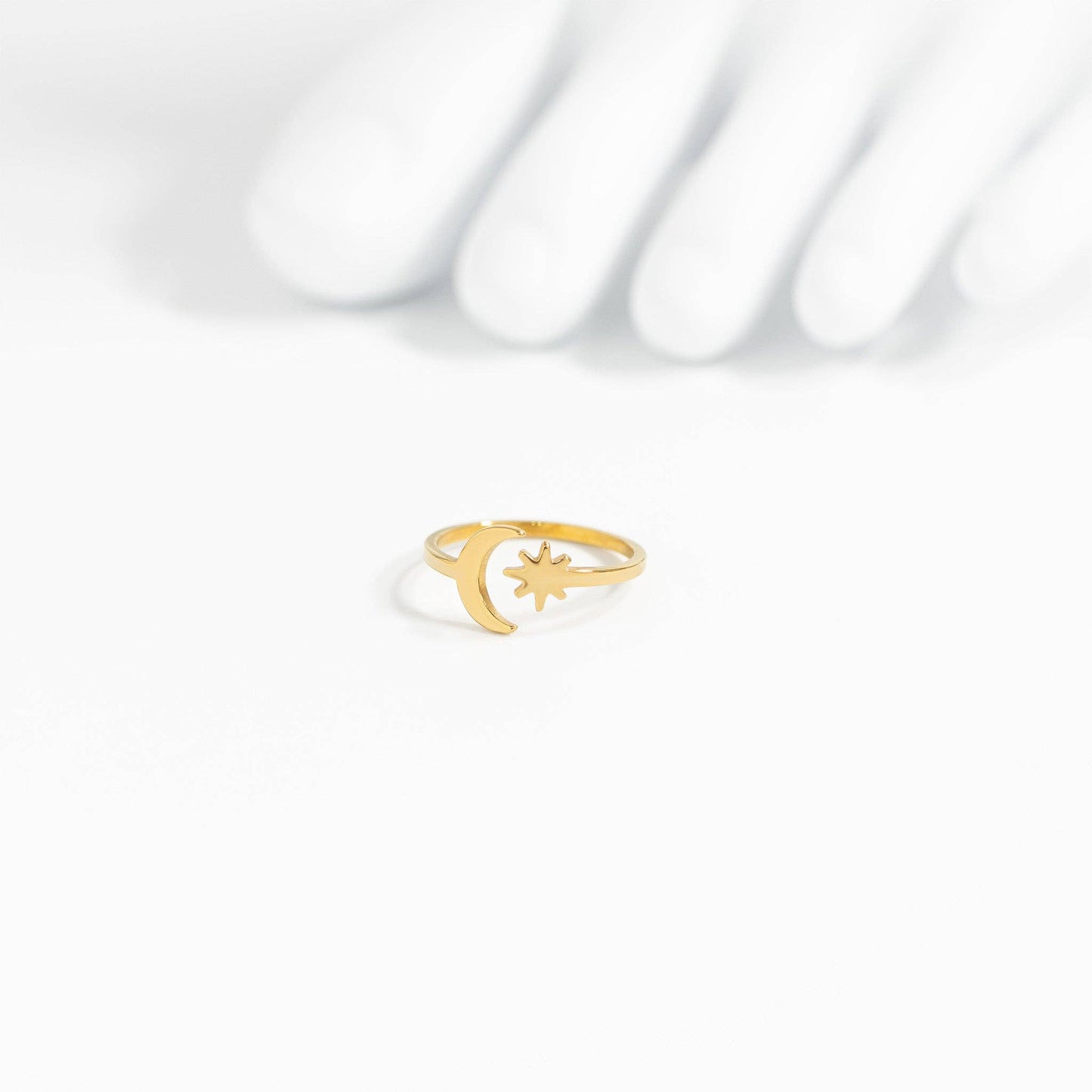 18K Gold PVD Stainless Steel Moon And Star Toe Ring