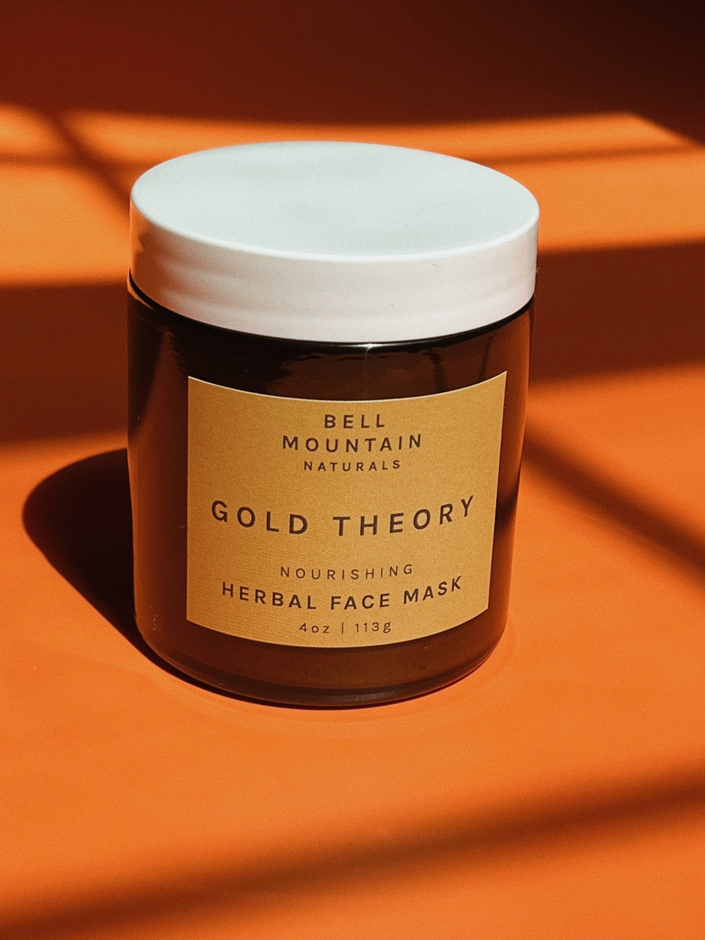 Gold Theory. Herbal Face Mask. 4 ounce Glass Jar.