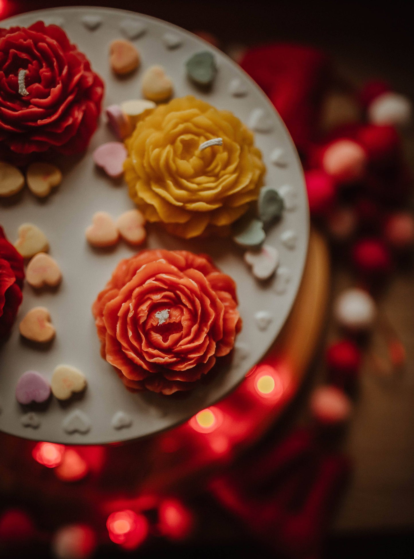 Beeswax peony candles