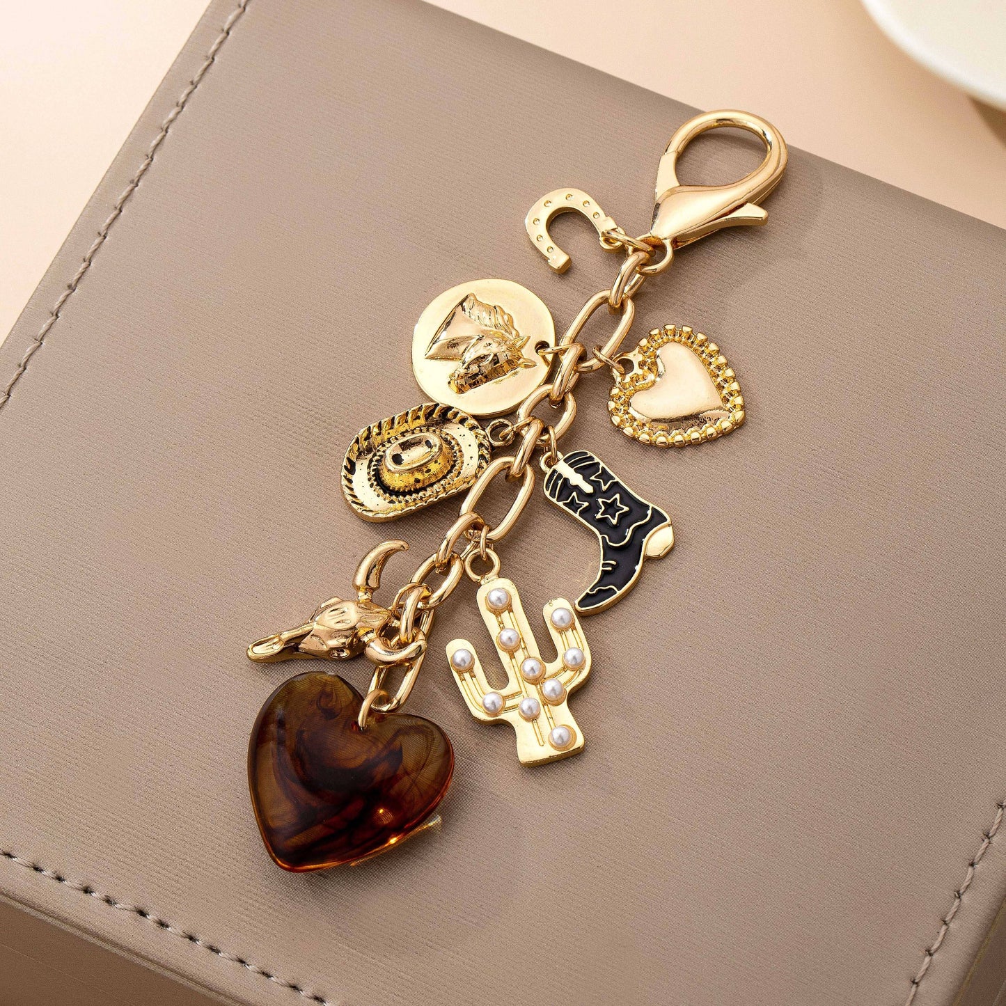 WESTERN HEART CROSS HAT BOOT HEART BAG CHARM