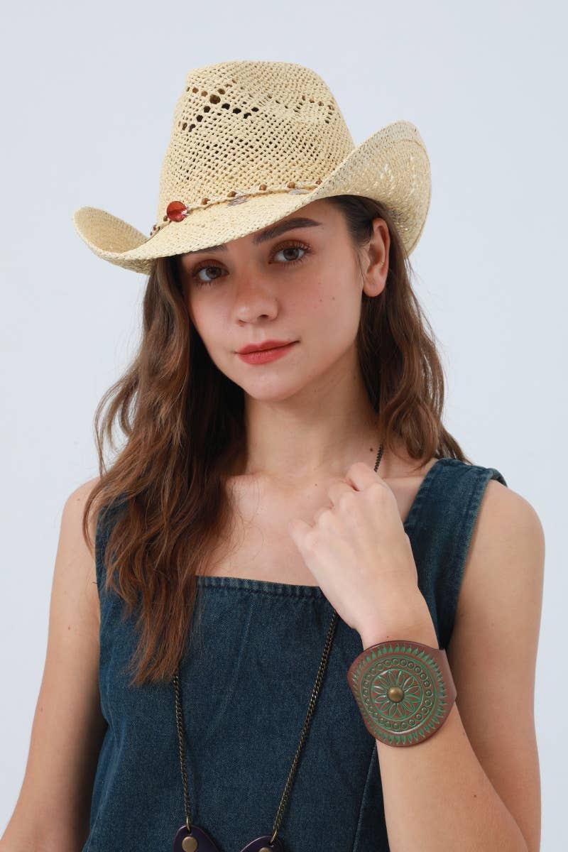 Woven Brim Cowboy Hat: Textured Western Hat