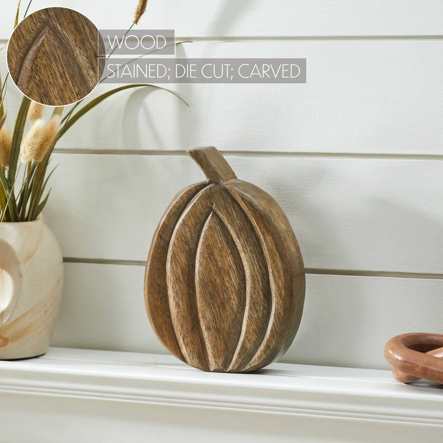 Walnut Wood Pumpkin 8" Rustic Farmhouse Fall Decor