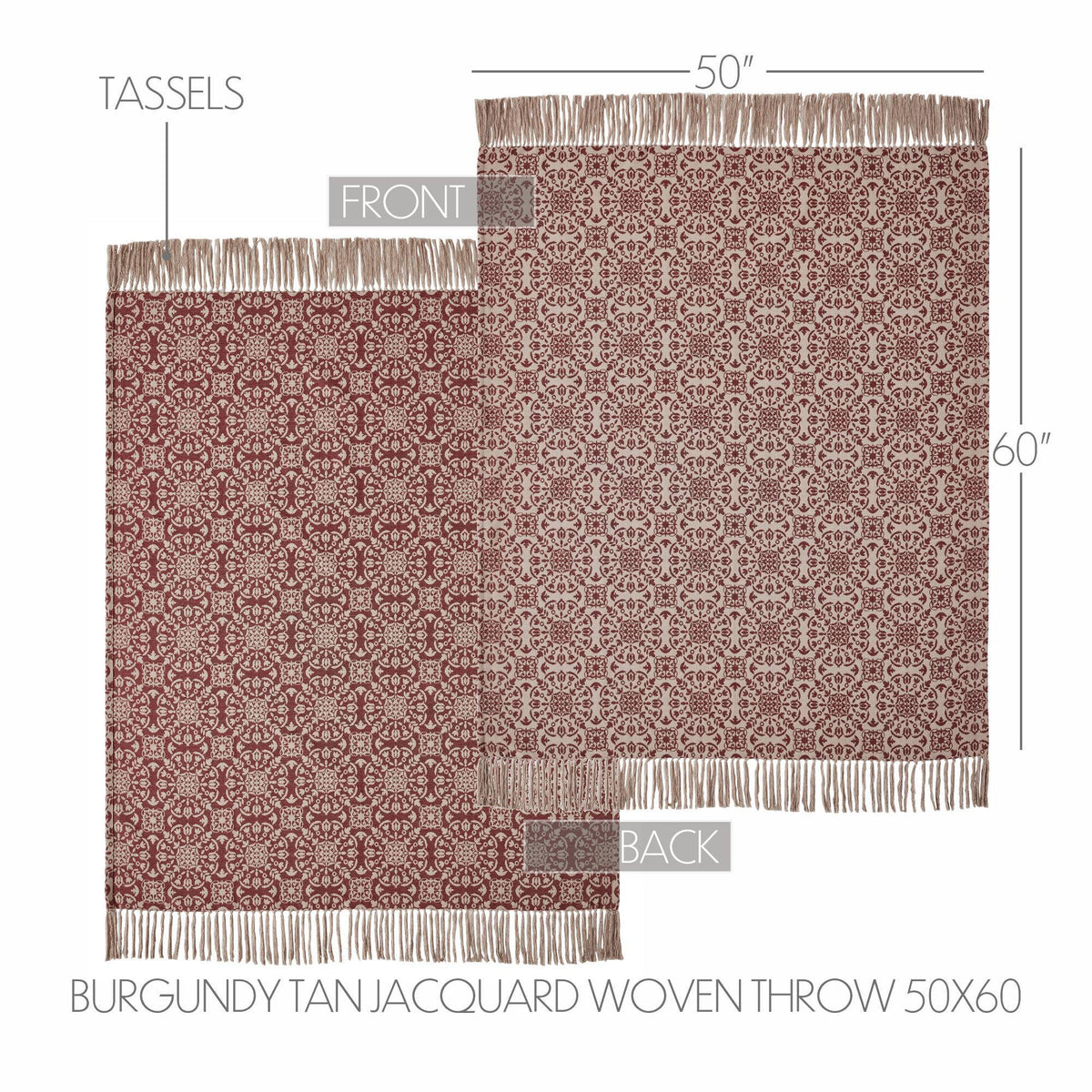 Burgundy Jacquard Woven Throw Blanket 50x60 Custom House