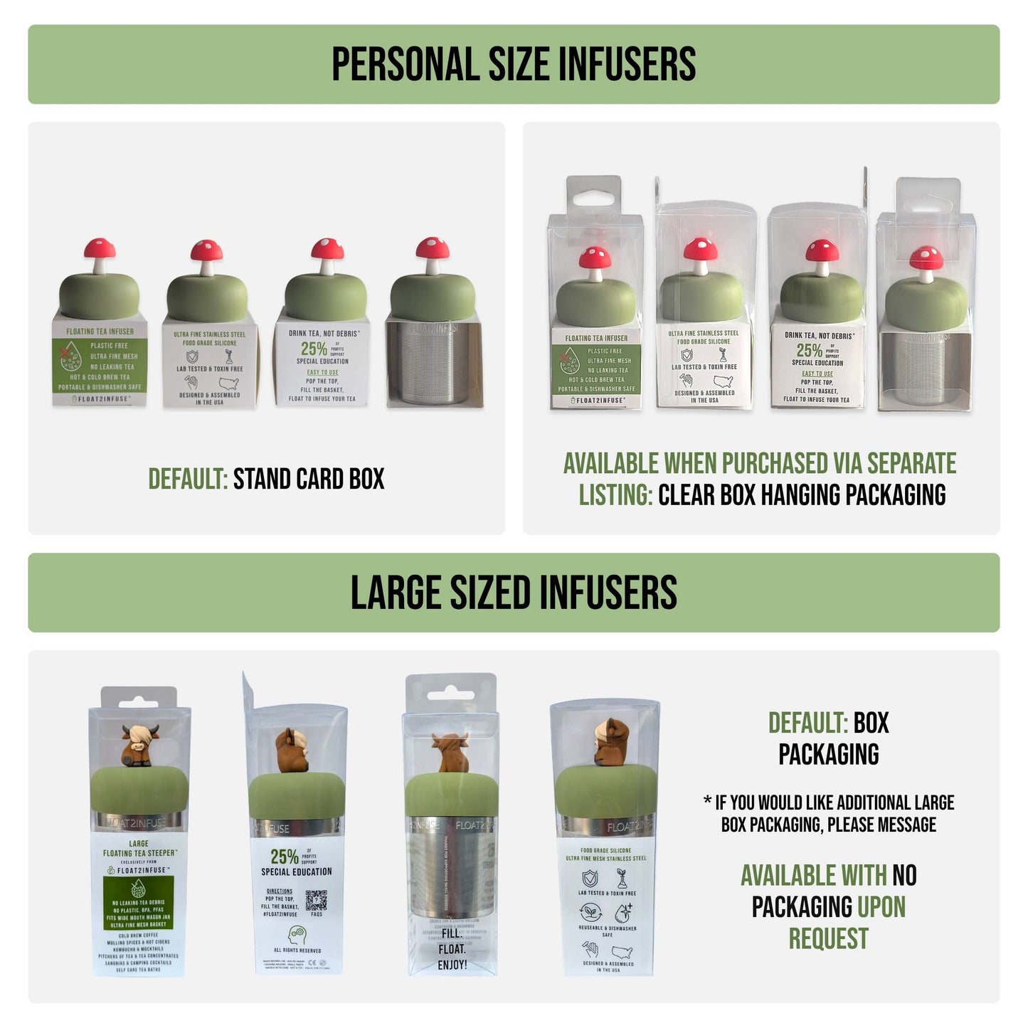 Mushroom | Floating Tea Infuser | Green Base | Red