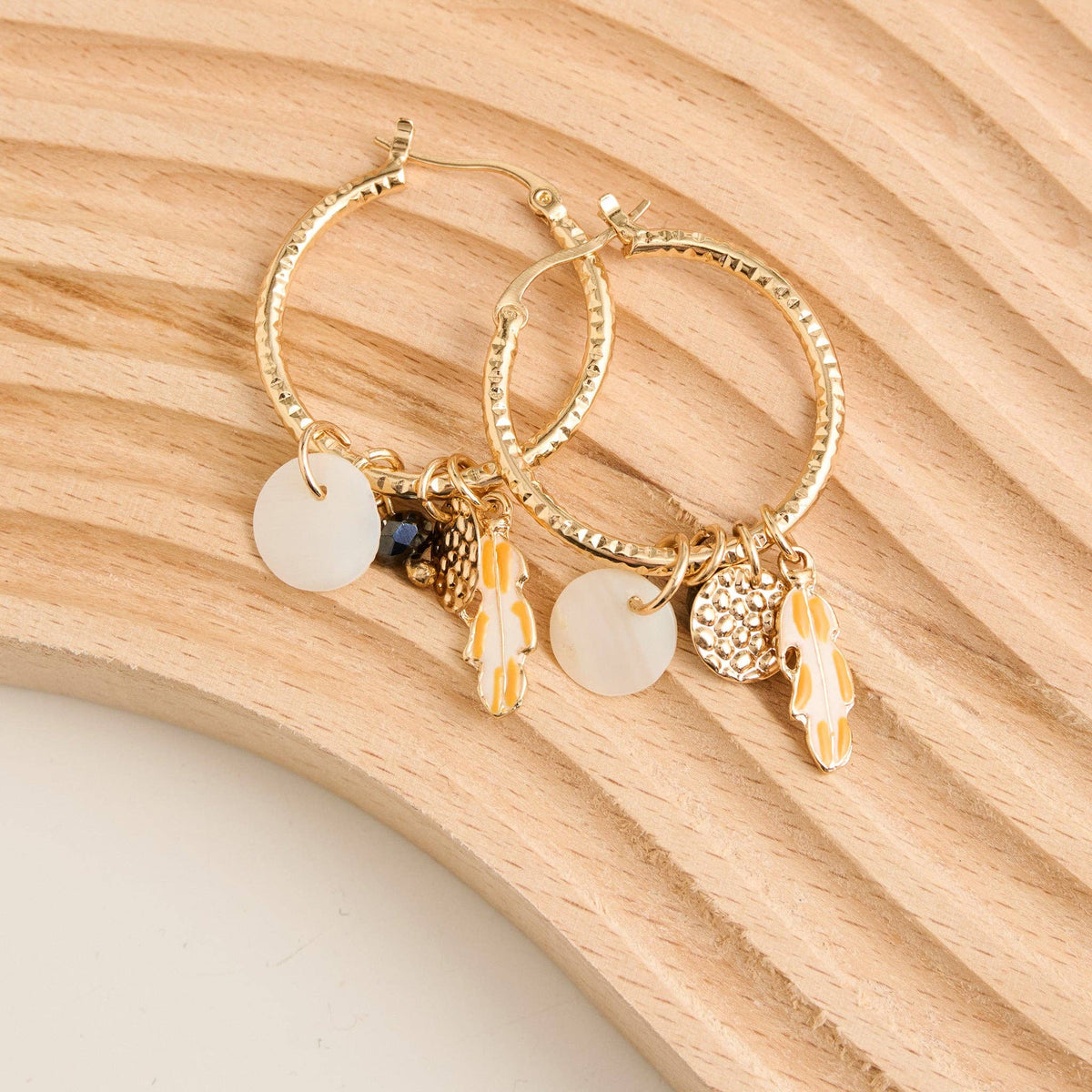 Hoop Earrings Textured Gabby Multi Charm Dahlia