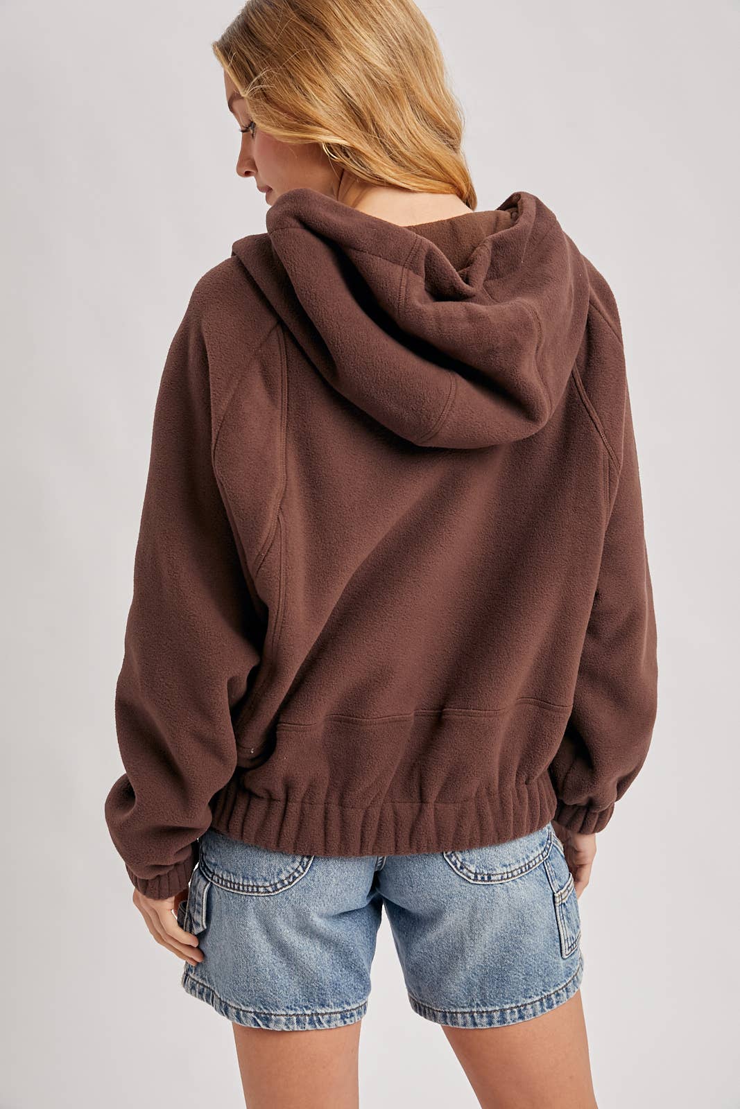 HALF-ZIPPER FRONT HOODIE FLEECE PULLOVER