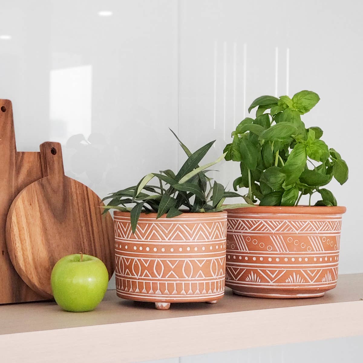 5.5" Handmade Pot Planter • Hand Etched Terracotta Pot-Small