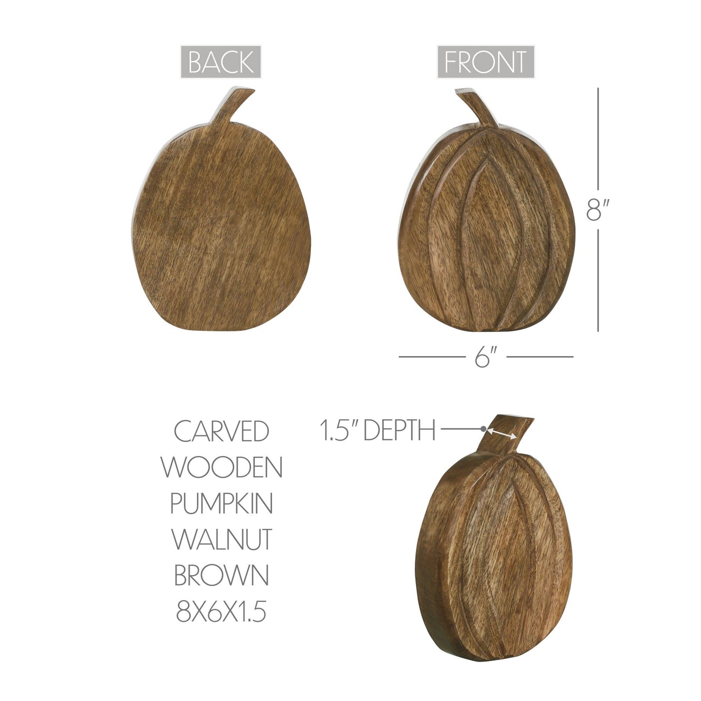 Walnut Wood Pumpkin 8" Rustic Farmhouse Fall Decor