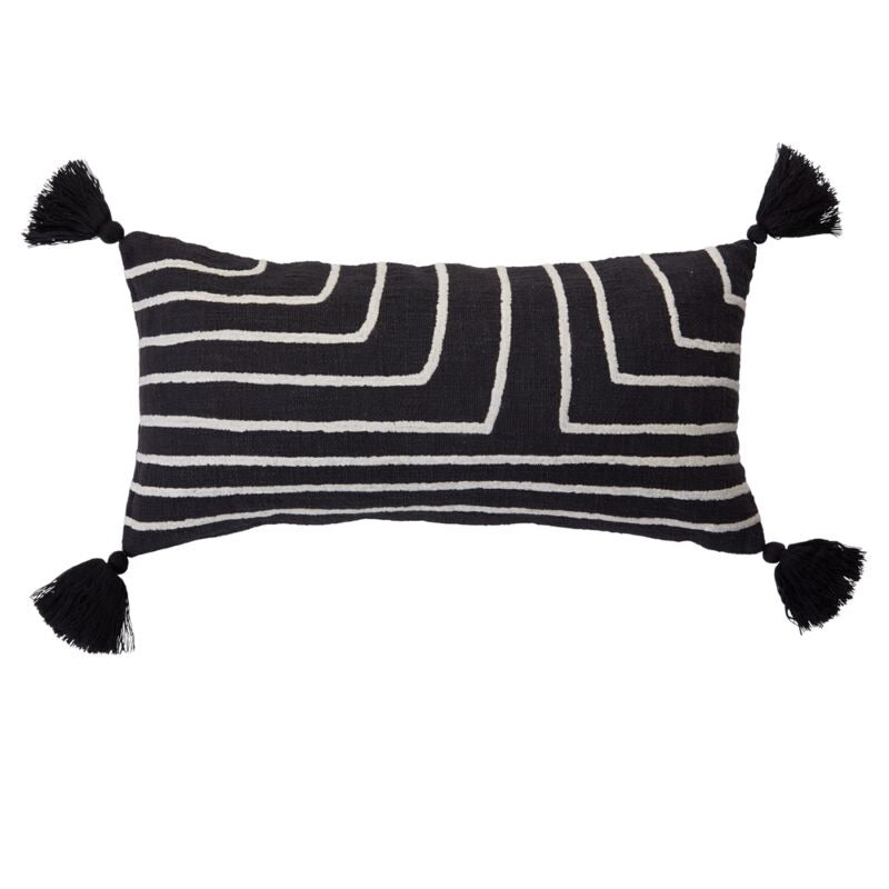 Falun Pillow 20"x 10" - Black With White Stripes