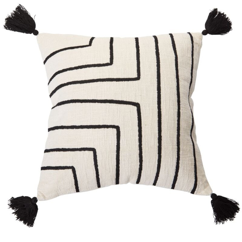 Falun Pillow 18"x 18" - White With Black Stripes
