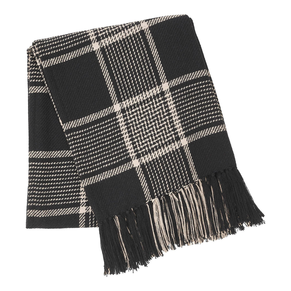 Eston Black Tan Plaid Throw Blanket 50x60 Farmhouse Decor