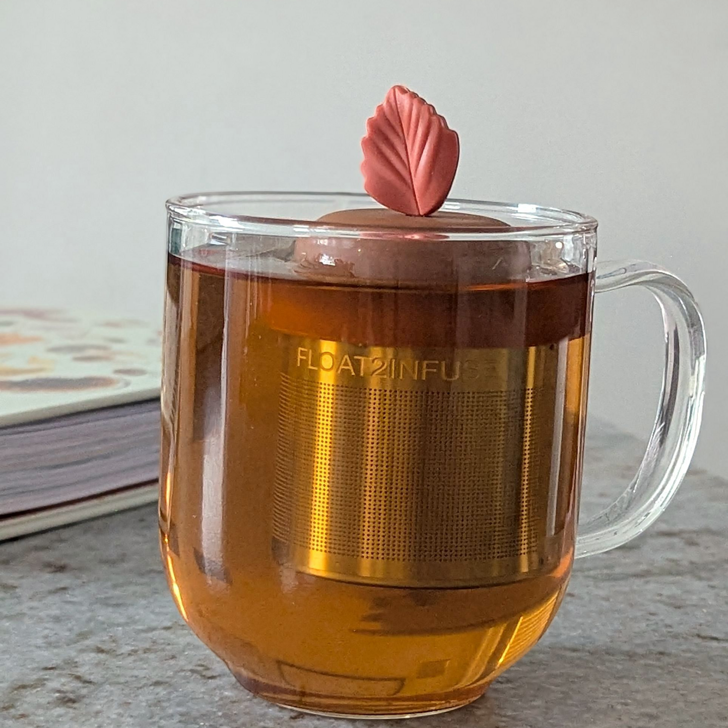 Red Fall Leaf |Floating Tea Infuser |Light Brown Base |Red