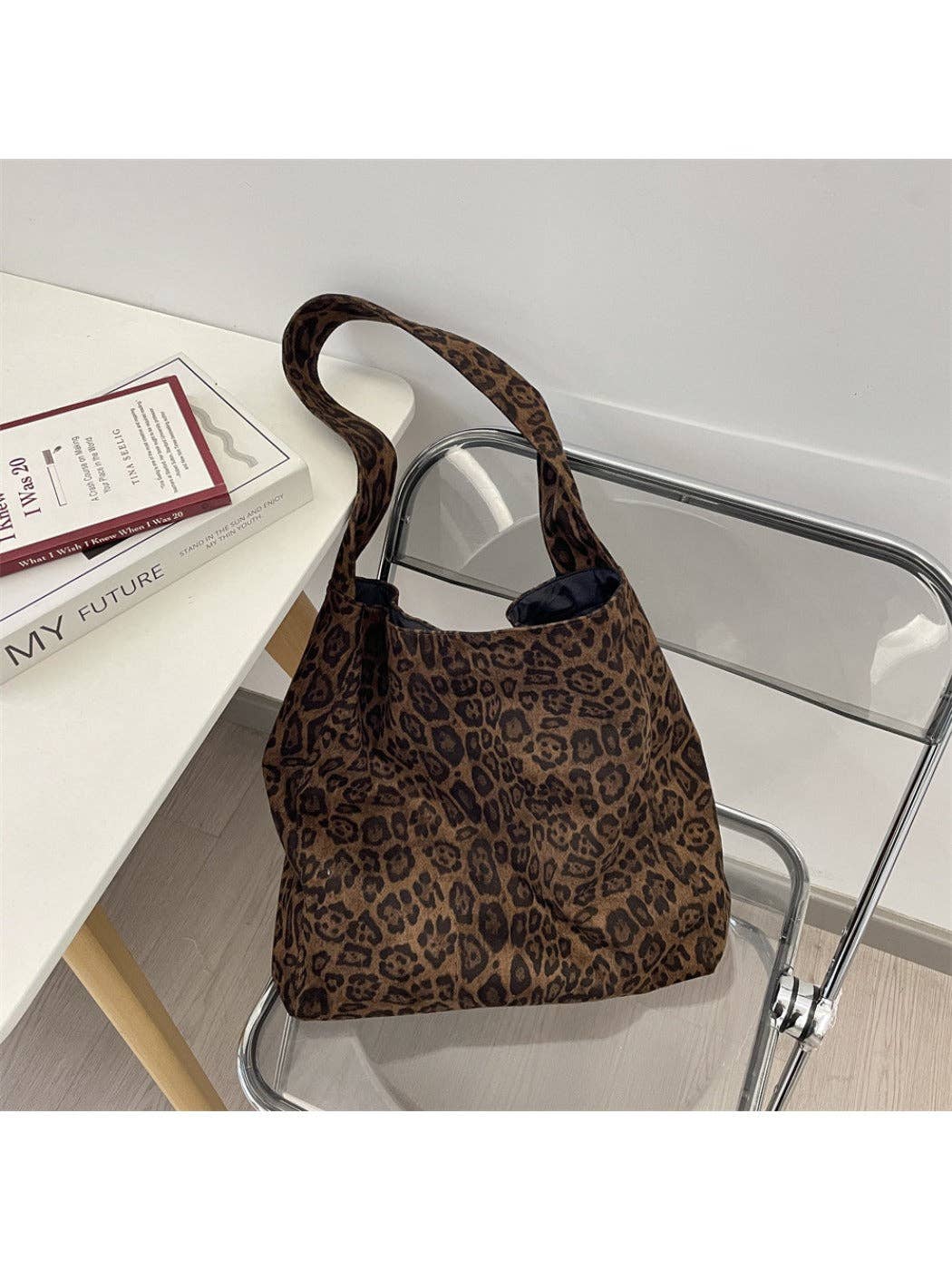 Cosbai - Leopard Print Tote Shoulder Bag
