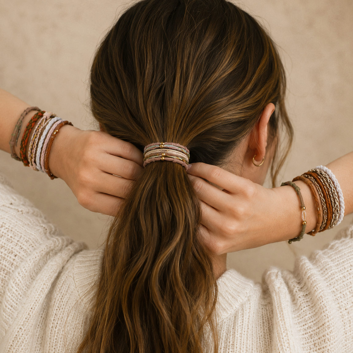 Boho Multi-Style Hair Tie Bracelet Set | 91H51035