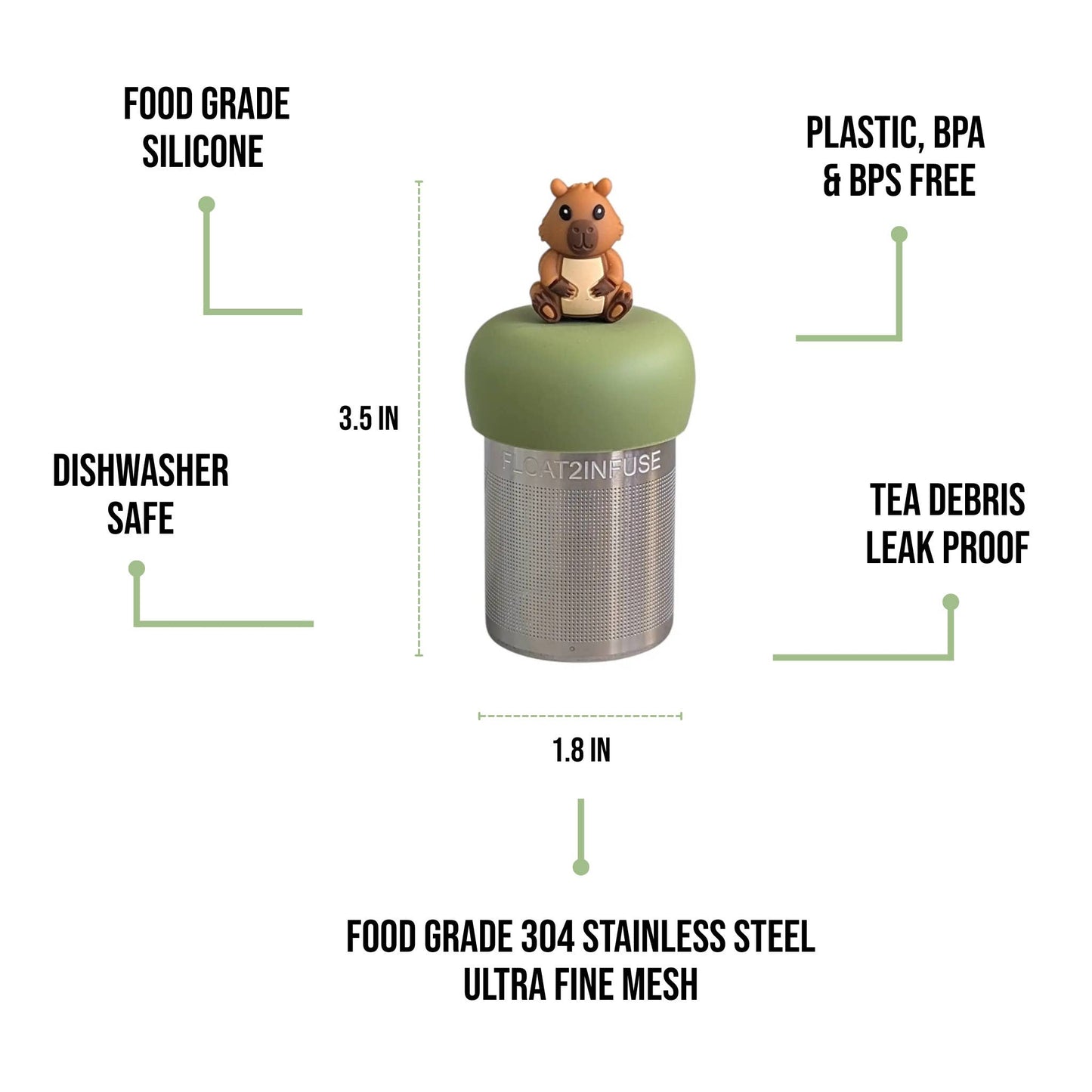 Capybara | Floating Tea Infuser | Green Base | Brown