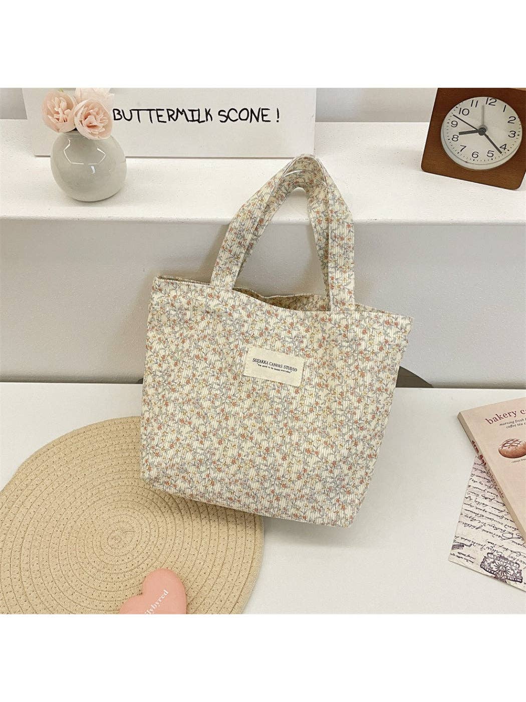 Cosbai - Vintage Floral Everyday Tote