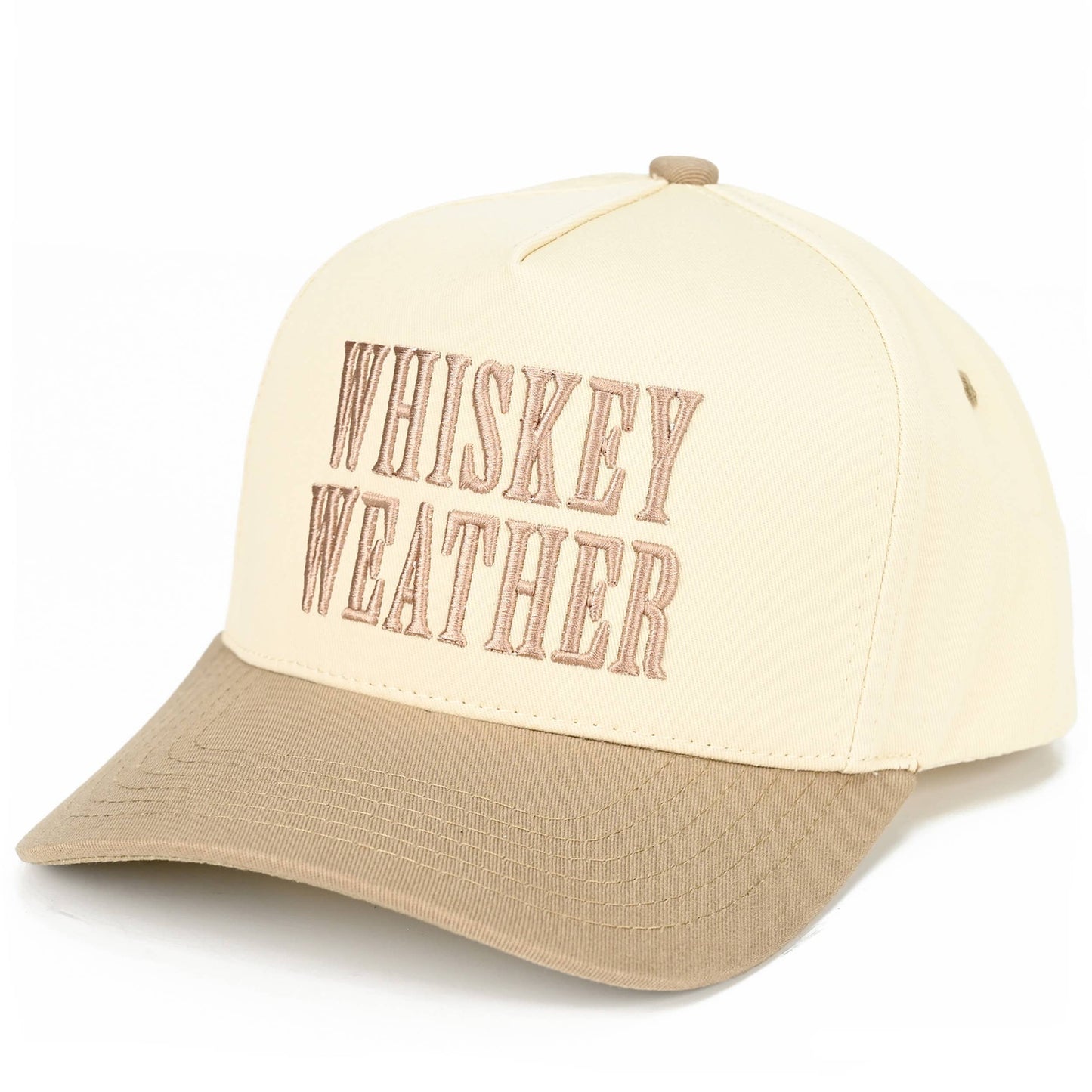 C.C WHISKEY WEATHER Embroidered Letter Two Tone Trucker Hat
