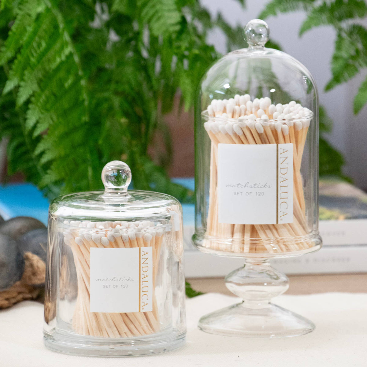Glass Jar with Lid & 120 Wooden White Matches
