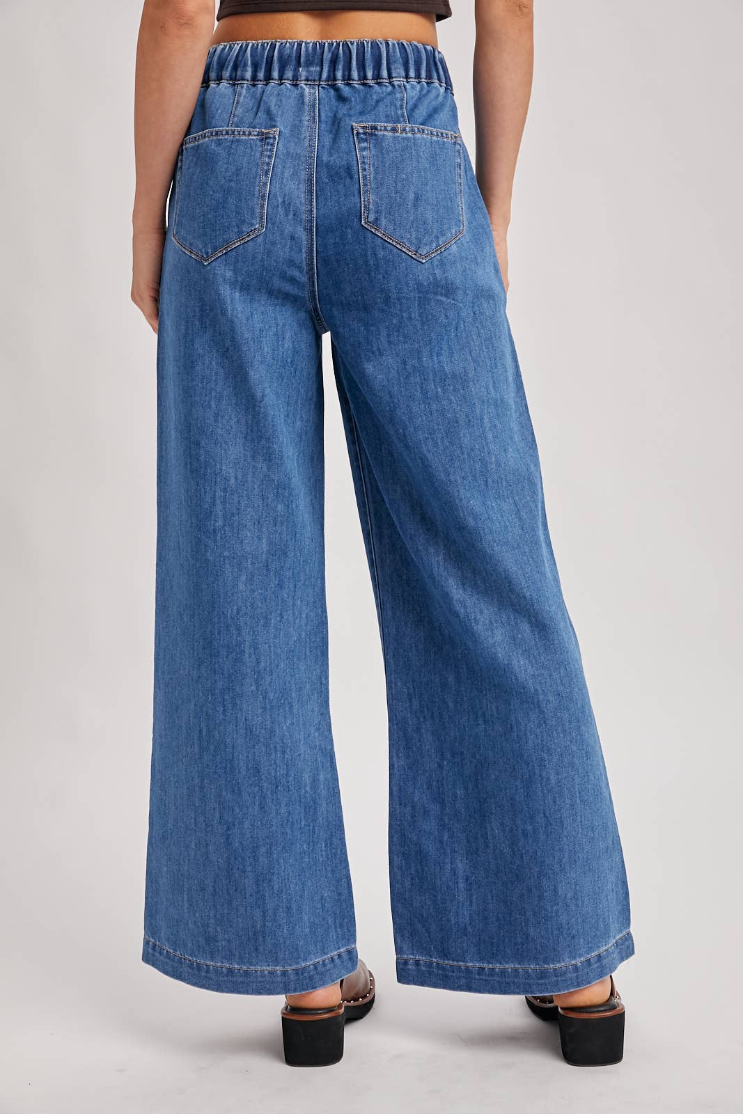 DENIM PAPER BAG WIDE LEG JEANS