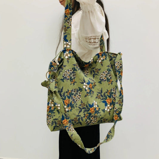 Cosbai - Vintage Solid Corduroy Shoulder Bag